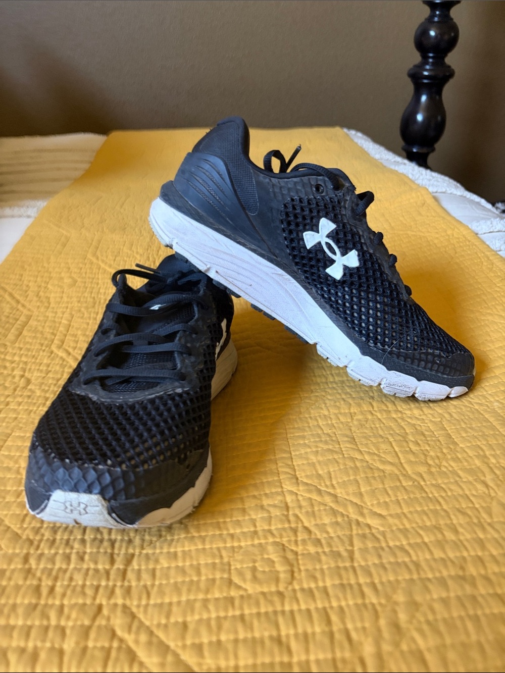 Under Armour Black Athletic Mesh Sneakers with White Soles